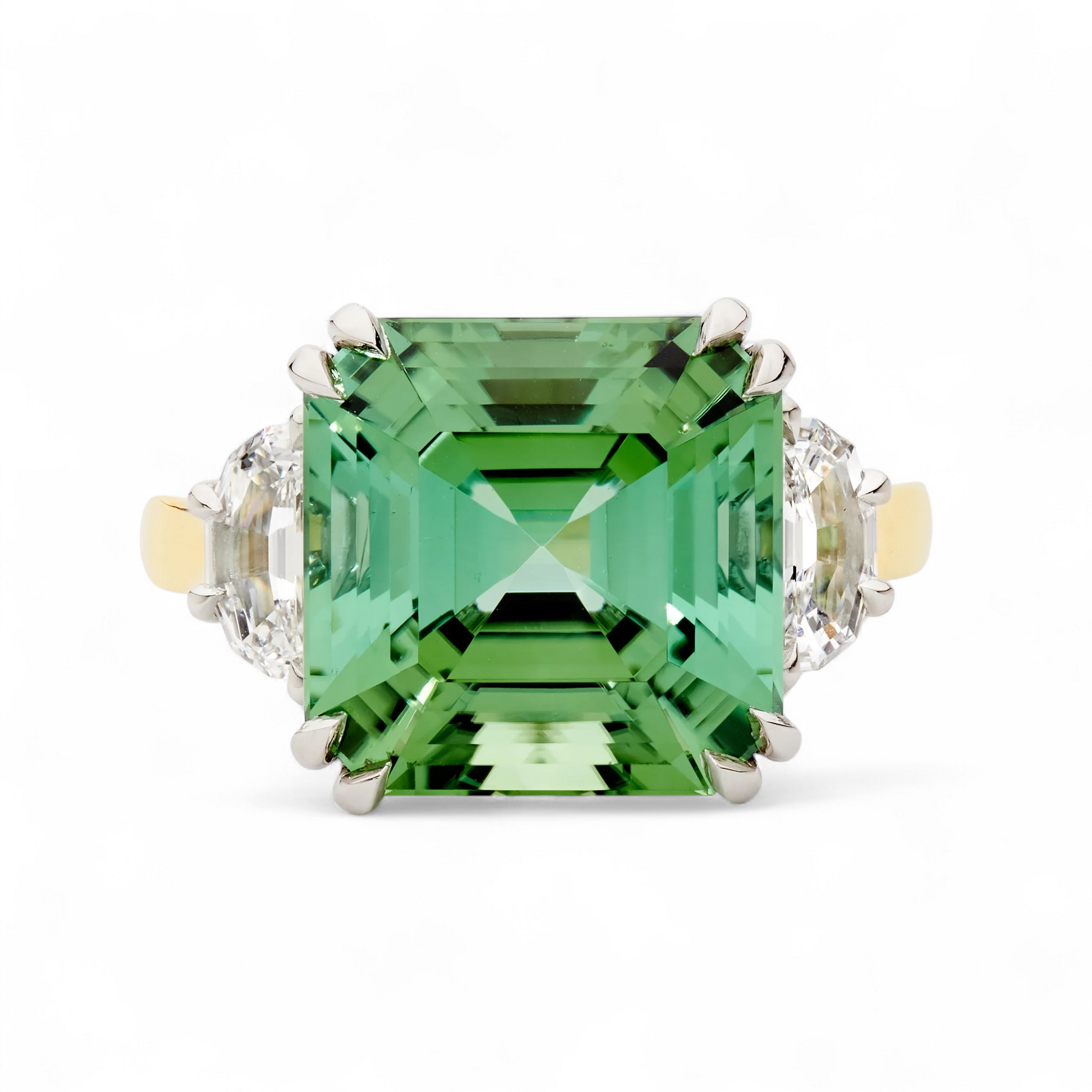 Matthew Ely Jewellery | 18ct Yellow Gold, Platinum & Green Tourmaline Cocktail Ring