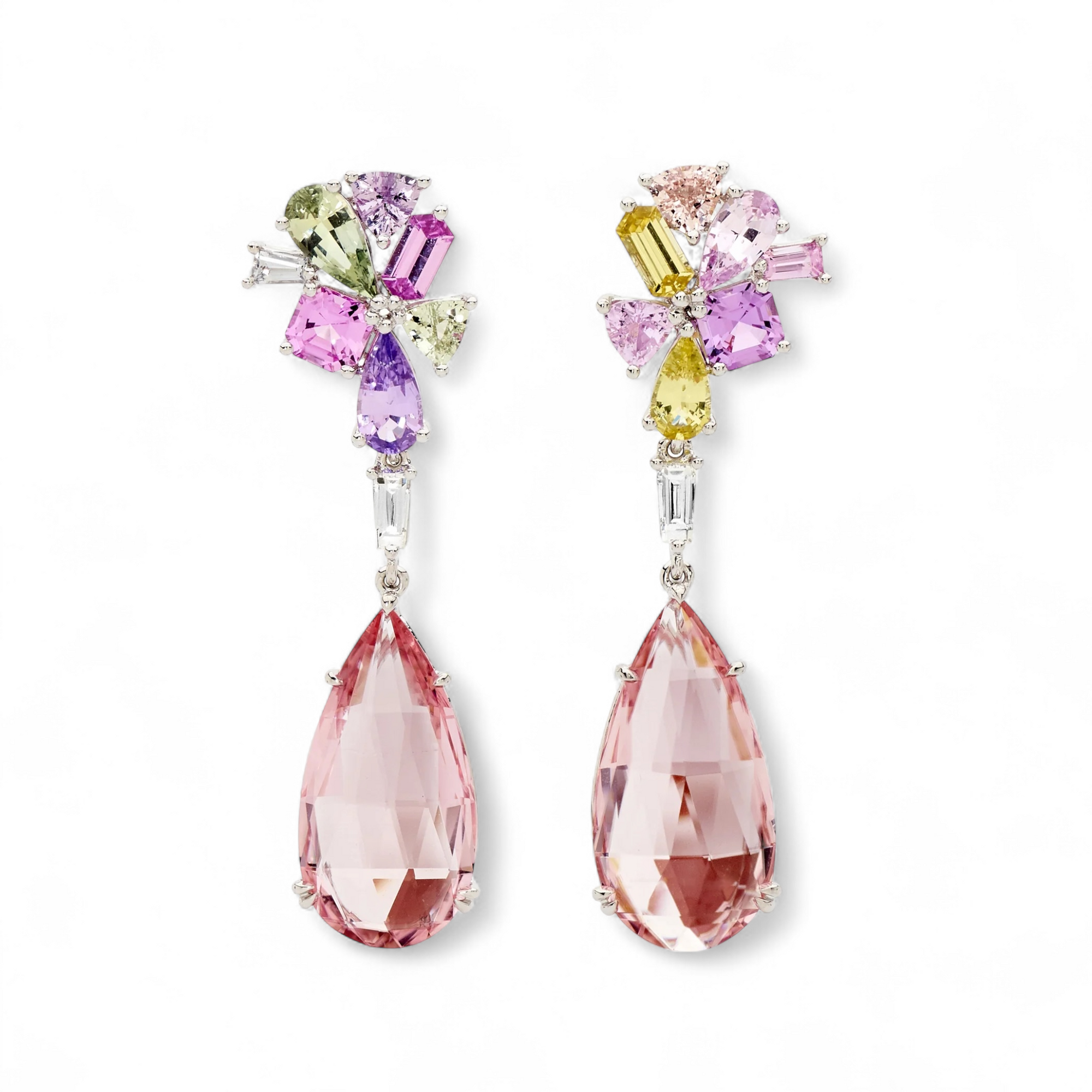 Matthew Ely Jewellery | Morganite & Multi-Coloured Sapphire Earrings