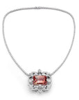 Matthew Ely Jewellery | 18ct White Gold, Tourmaline & Diamond Art Deco Necklace / Brooch