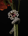 Matthew Ely Jewellery | 18ct White Gold, Tourmaline & Diamond Art Deco Necklace / Brooch