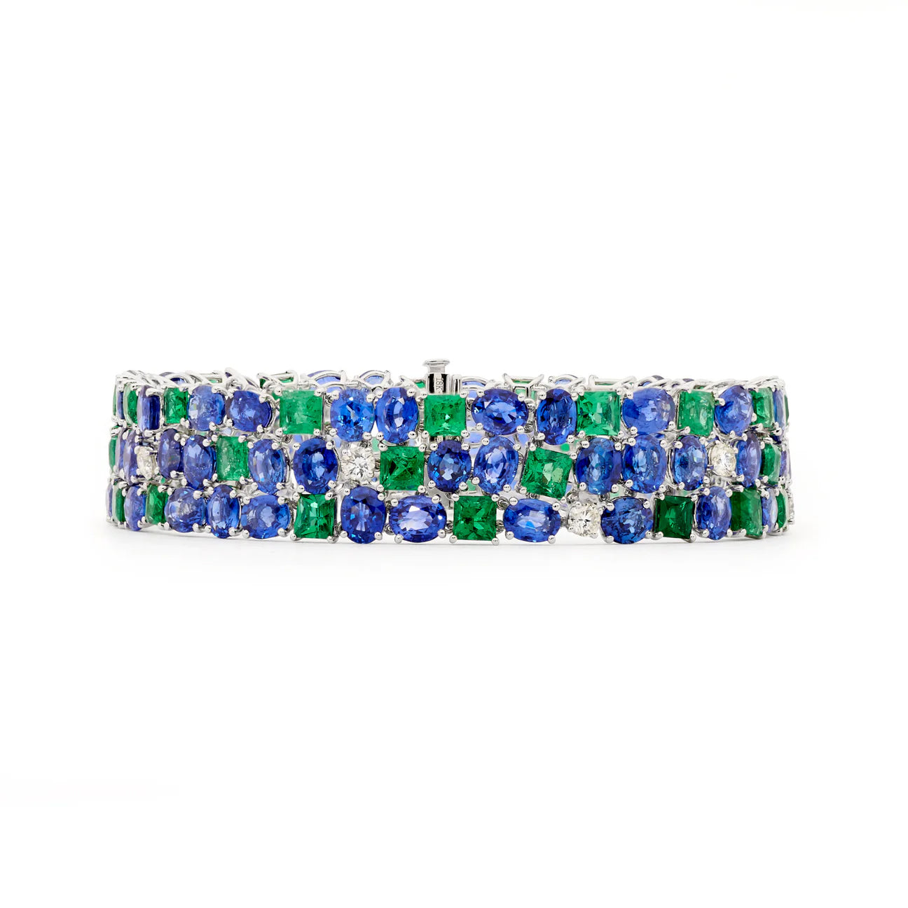 Matthew Ely Jewellery | 18ct White Gold, Sapphire, Emerald & Diamond Bracelet