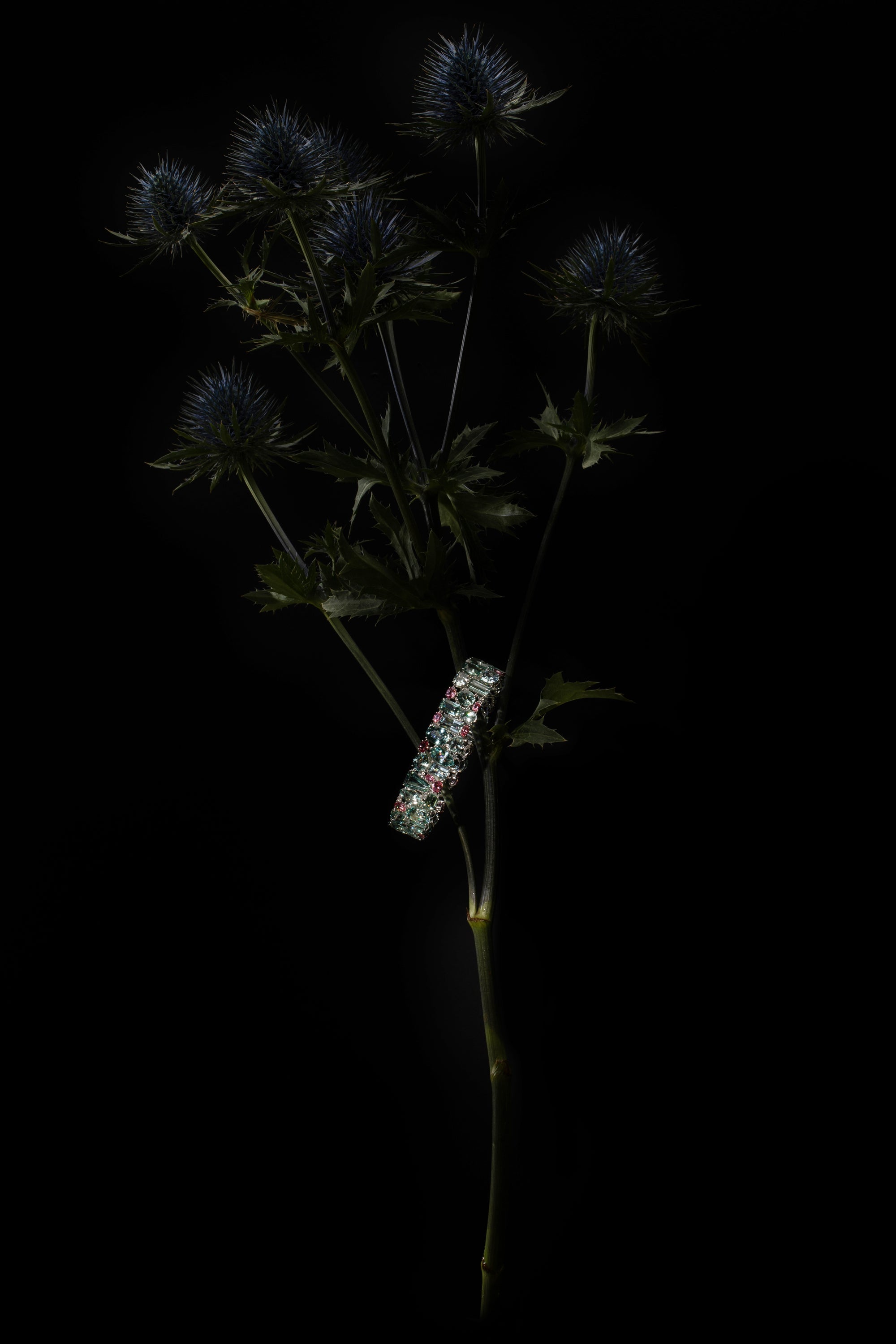 Matthew Ely Jewellery | 18ct White Gold, Aquamarine, Spinel & Diamond Bracelet