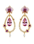 Matthew Ely Jewellery | Purple Orchard Malaya Garnet, Diamond & Enamel Flower Earrings