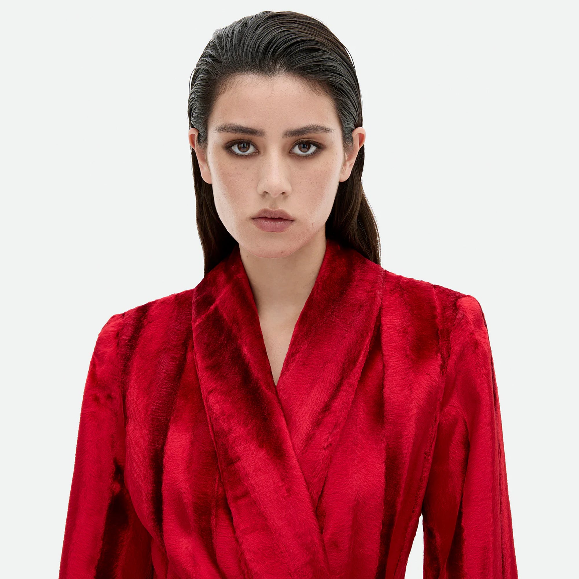 Common Hours | Betrayal Under The Bridge Smoking Jacket in Boudoir Red