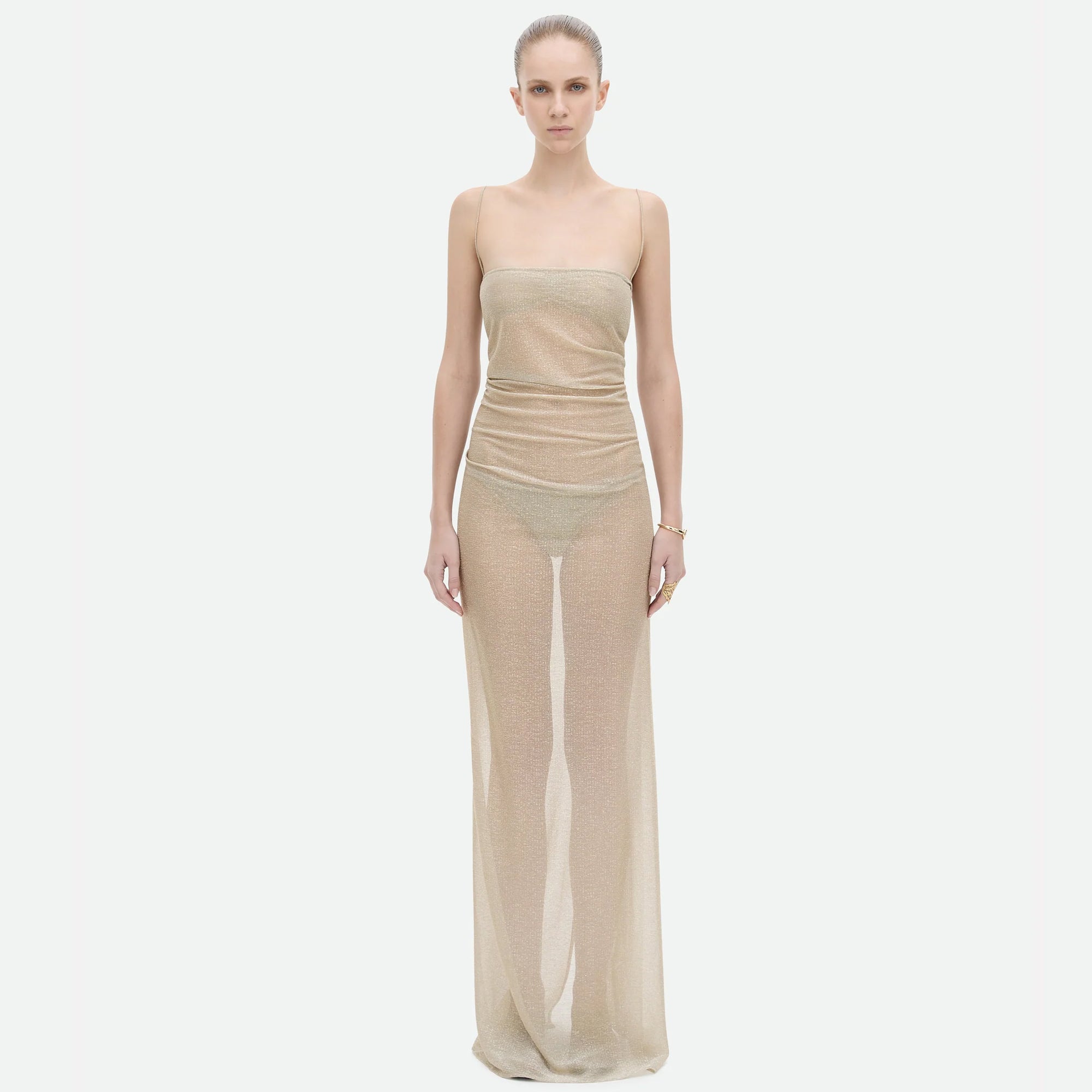Common Hours | Trail Of Glitter Dress - Gold Glitter