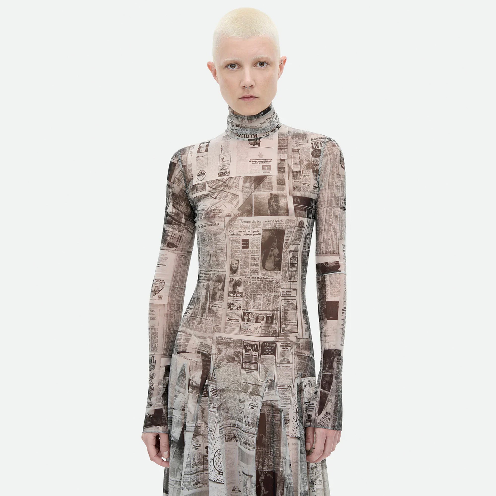 Common Hours | Click Bait Dress - 1971 Black and White Newspaper