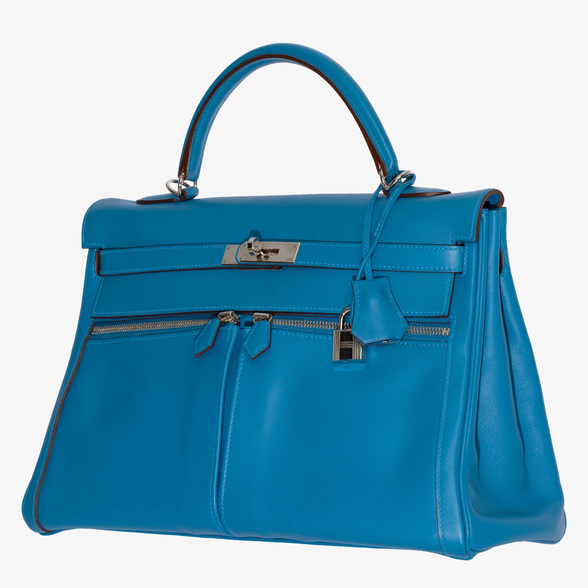 Hermès | Kelly Lakis 35cm | Blue Hydra Swift Leather Palladium Hardware