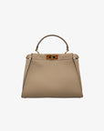 Fendi | Medium Peekaboo | Taupe Leather With Gold Hardware