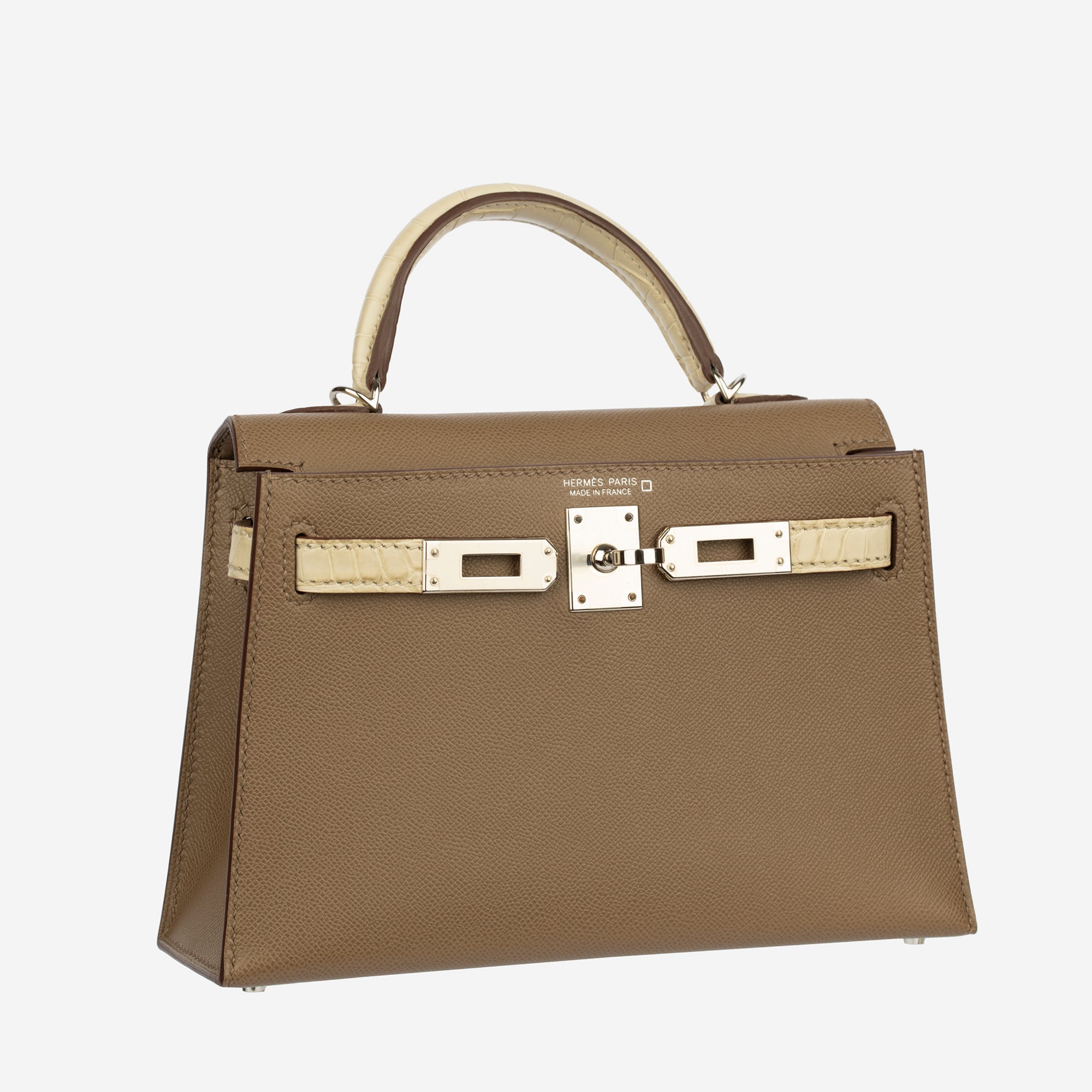 Hermès | Kelly Mini II Touch 20cm | Etoupe and Beton Palladium Hardware