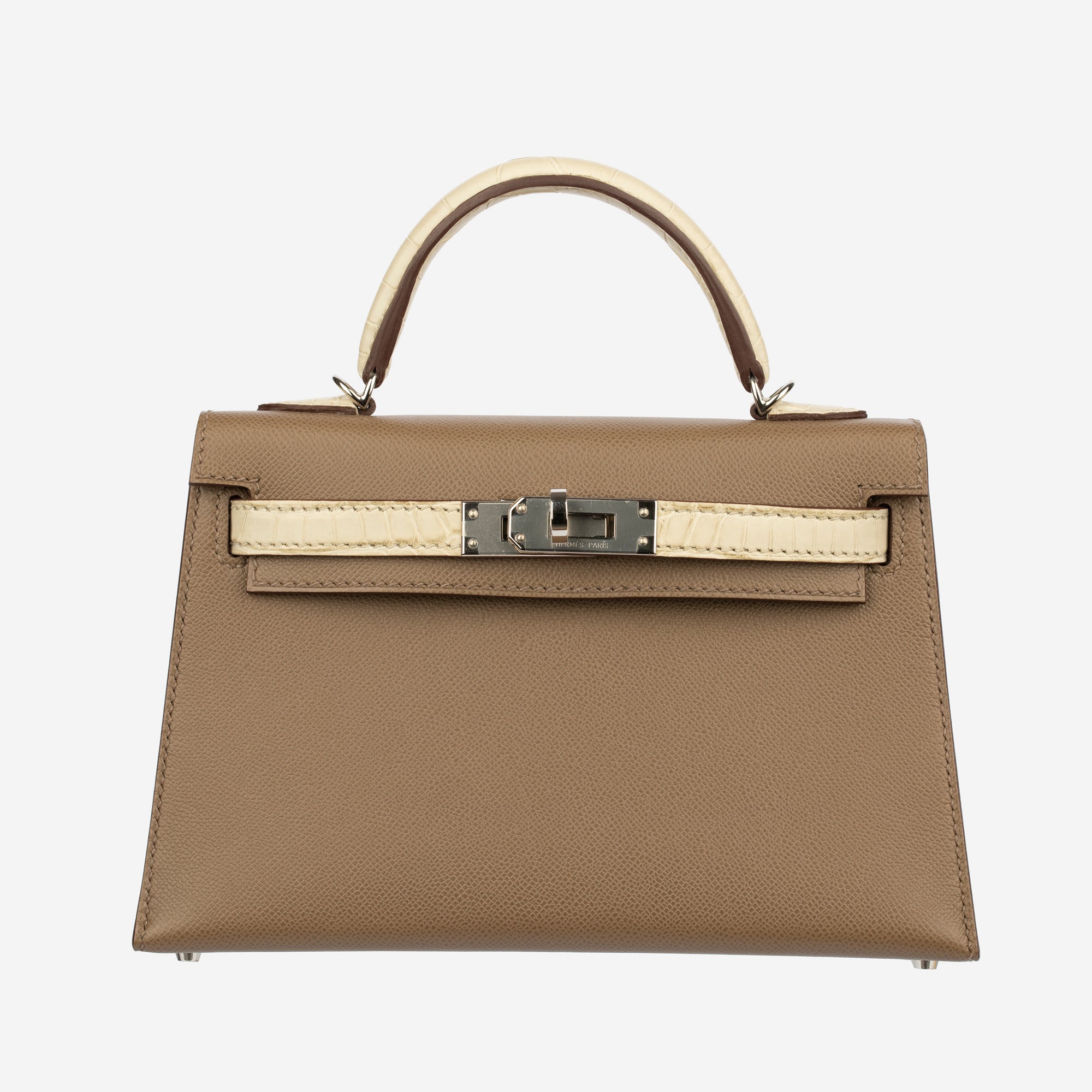 Hermès | Kelly Mini II Touch 20cm | Etoupe and Beton Palladium Hardware