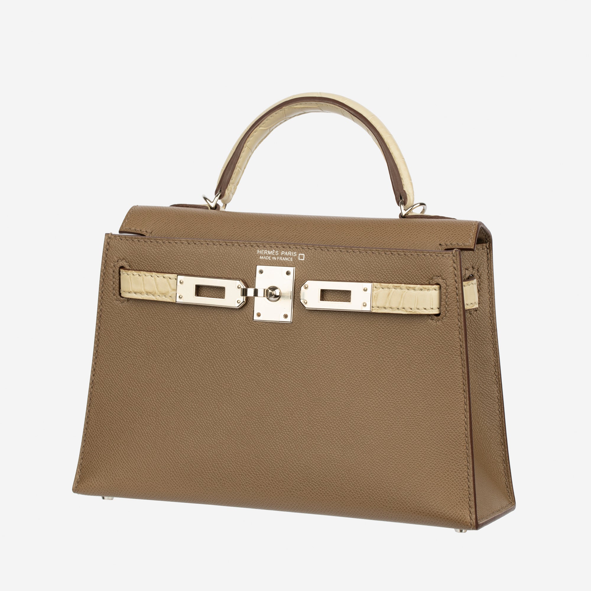Hermès | Kelly Mini II Touch 20cm | Etoupe and Beton Palladium Hardware