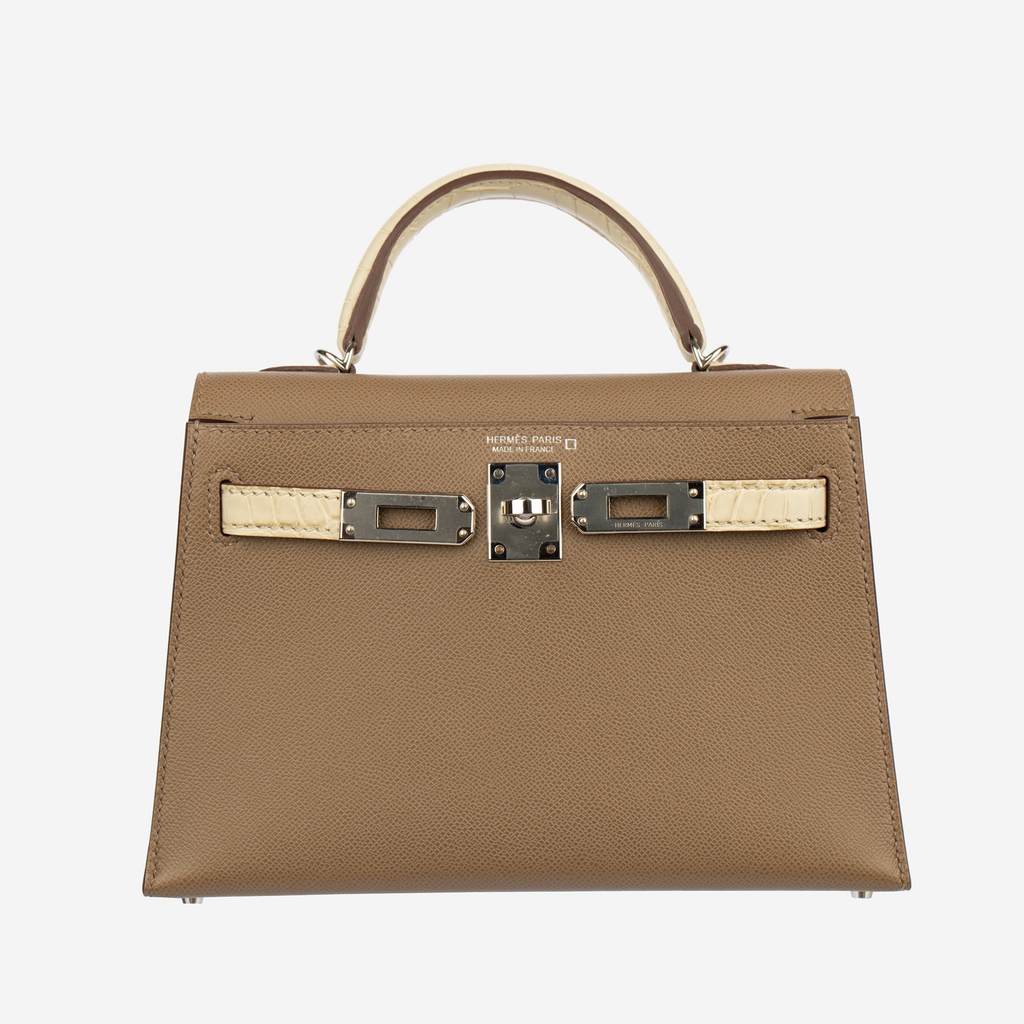 Hermès | Kelly Mini II Touch 20cm | Etoupe and Beton Palladium Hardware