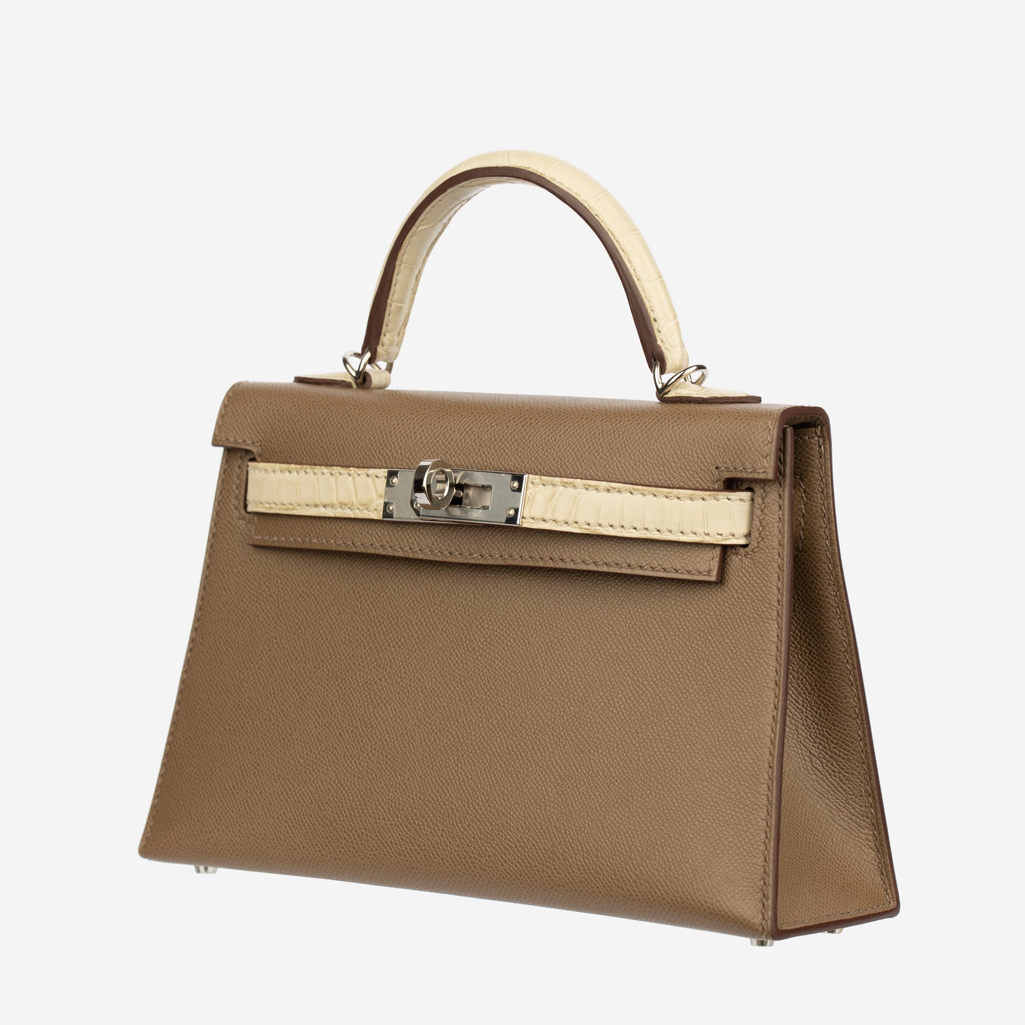 Hermès | Kelly Mini II Touch 20cm | Etoupe and Beton Palladium Hardware