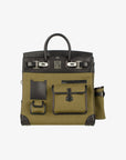 Hermès | Haut A Courroies HAC 40cm Cargo Toile | Black & Vert Militaire Evercalf Leather Palladium Hardware
