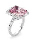 Matthew Ely Jewellery | 18ct White Gold, Morganite & Diamond Art Deco Cluster Ring