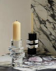 Greg Natale | Pila Crystal Candle Holder Clear and Black Onyx – lifestyle view