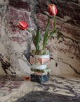 Greg Natale | Pila Vase Red Travertine, Rosso, Travertine and Emperador