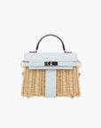 Hermès | Kelly Mini Picnic 20cm | Blue Brume Swift Leather & Wicker Palladium Hardware