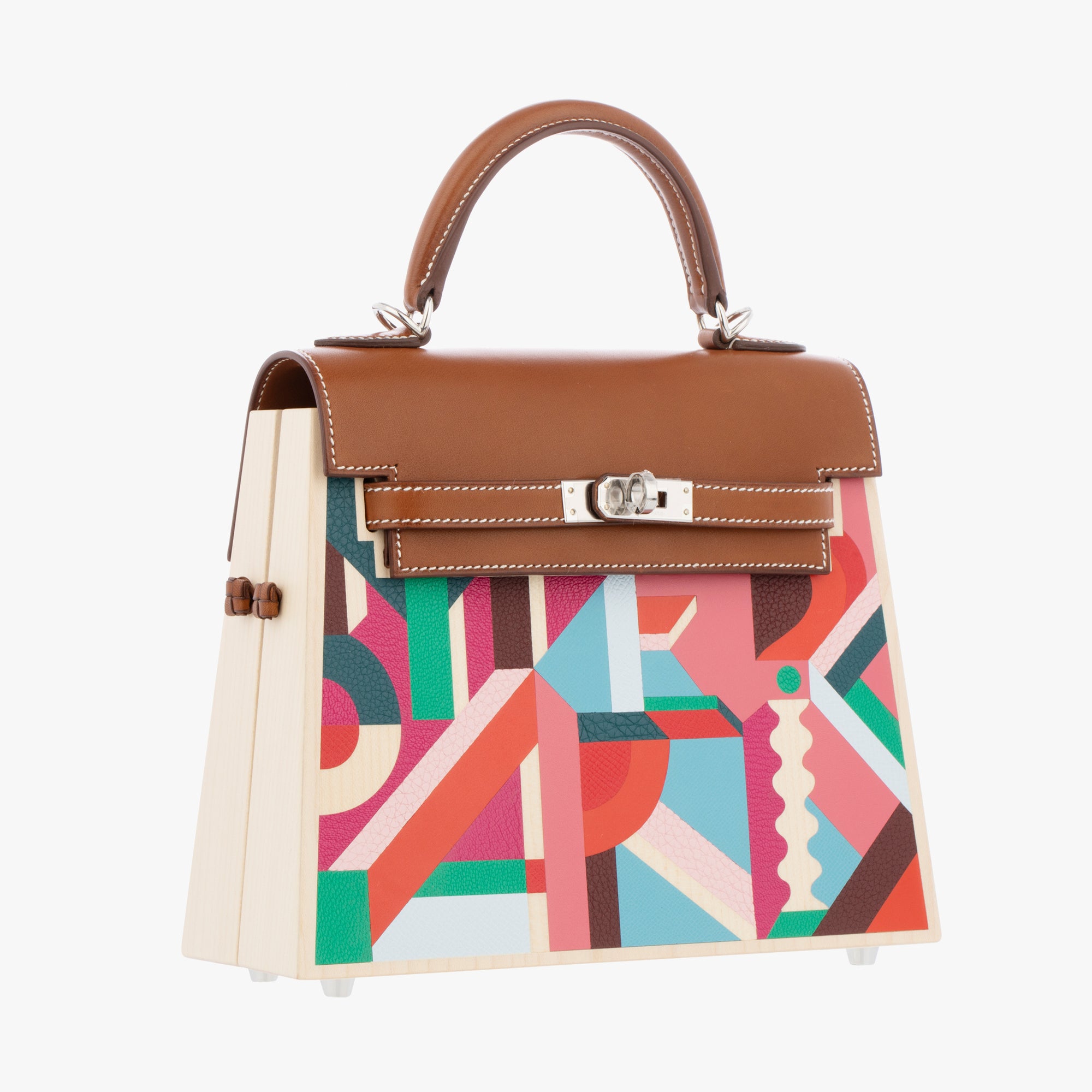 Hermès | Kelly Wood Perspective Cavaliere 22cm | Leather & Wood Palladium Hardware
