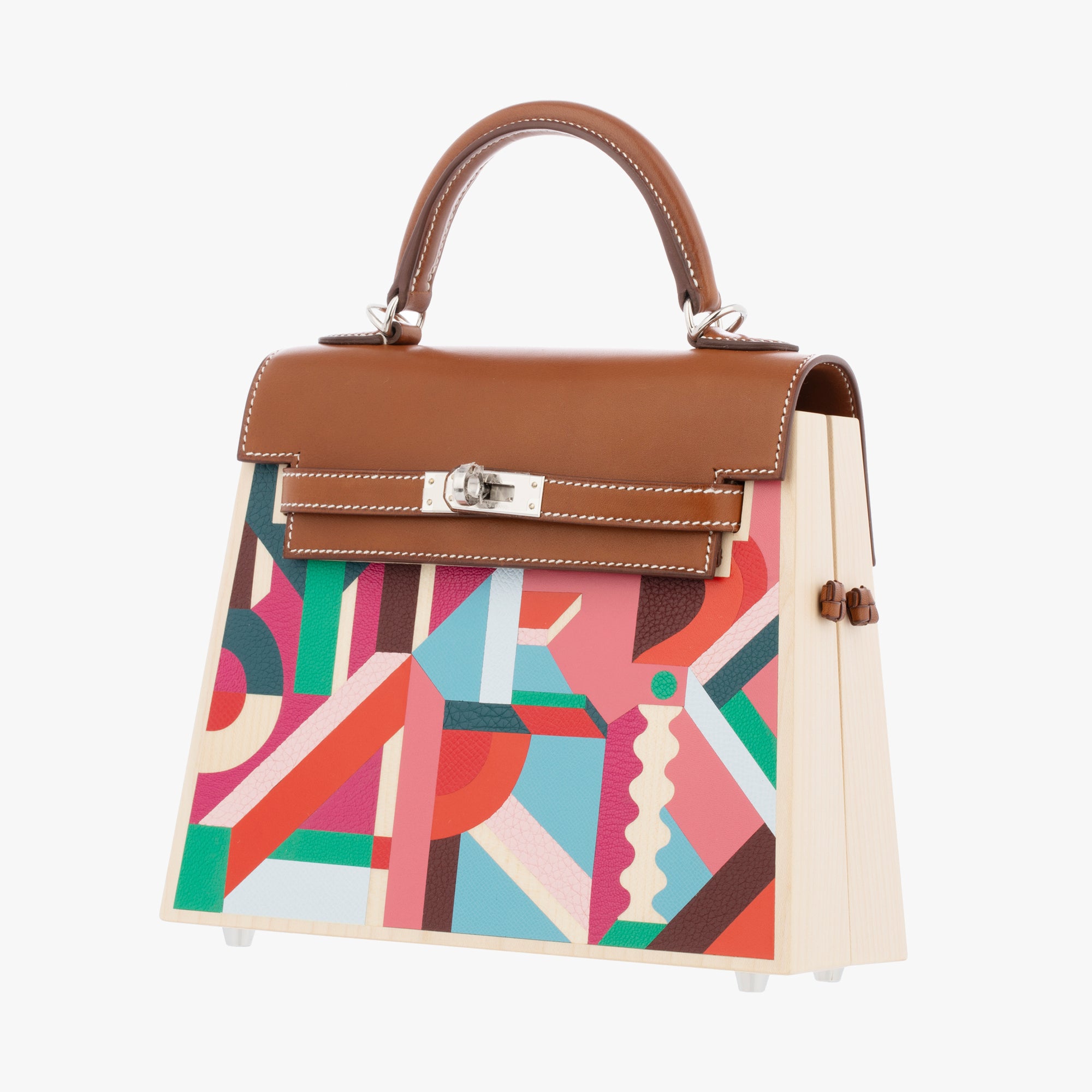 Hermès | Kelly Wood Perspective Cavaliere 22cm | Leather & Wood Palladium Hardware
