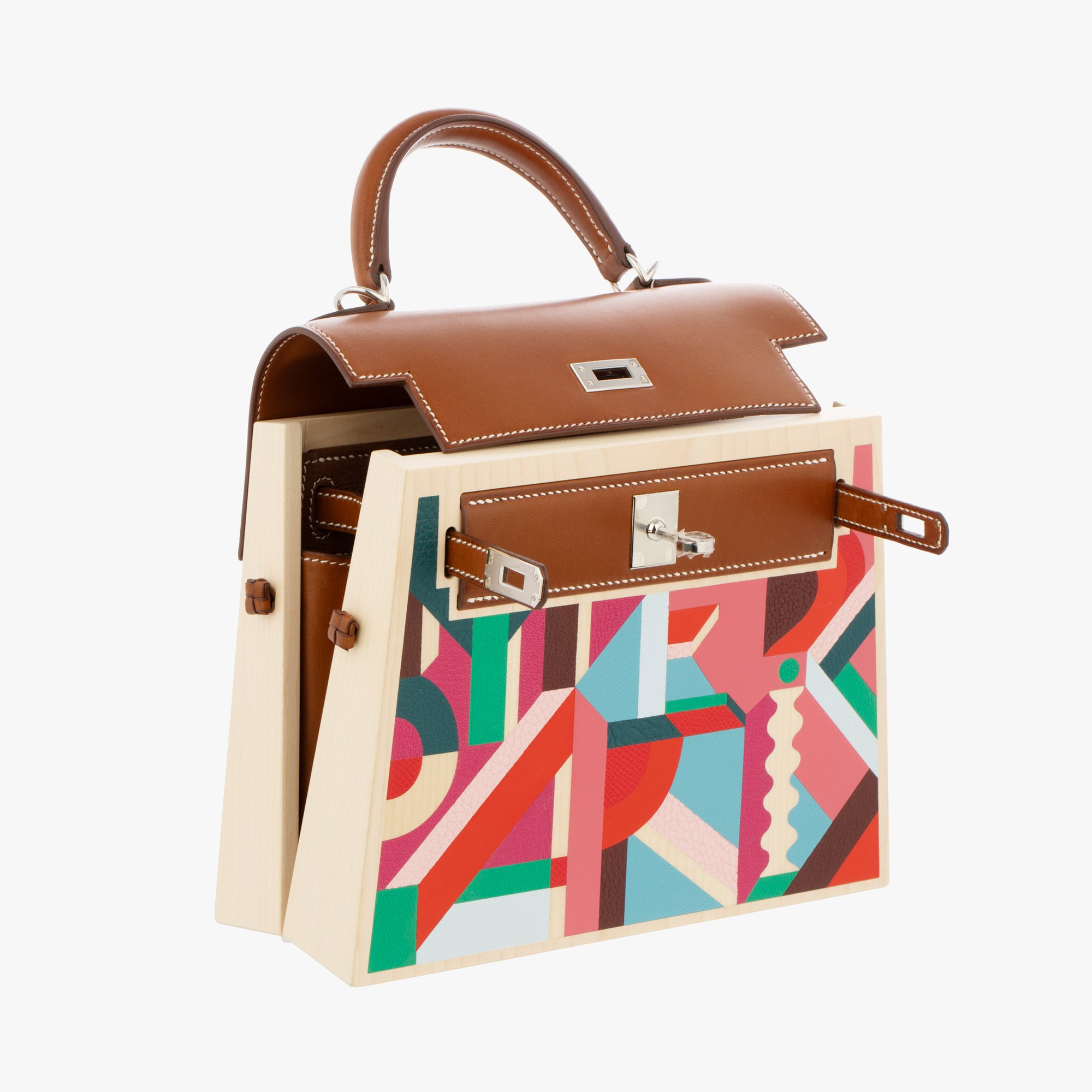 Hermès | Kelly Wood Perspective Cavaliere 22cm | Leather & Wood Palladium Hardware
