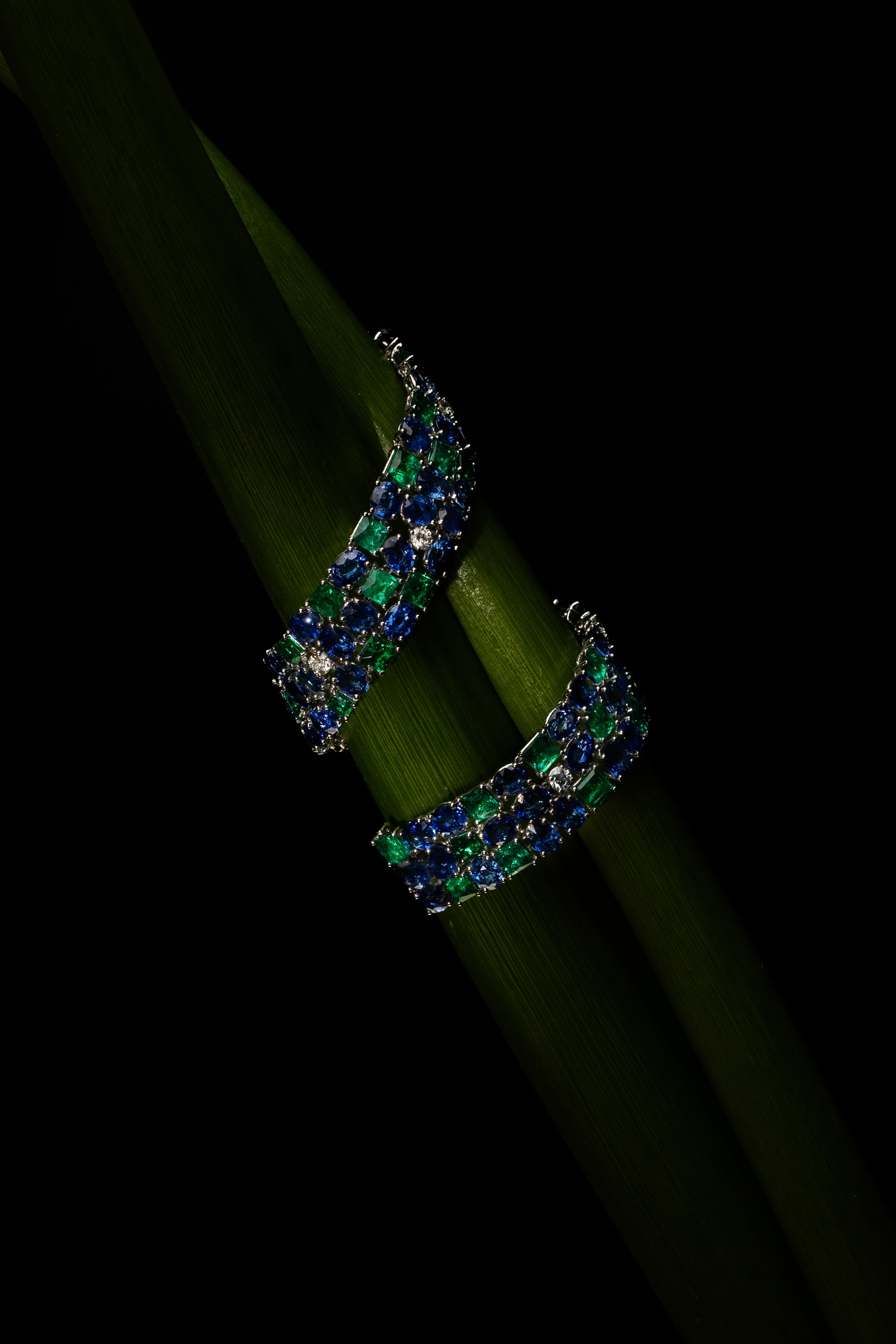Matthew Ely Jewellery | 18ct White Gold, Sapphire, Emerald & Diamond Bracelet