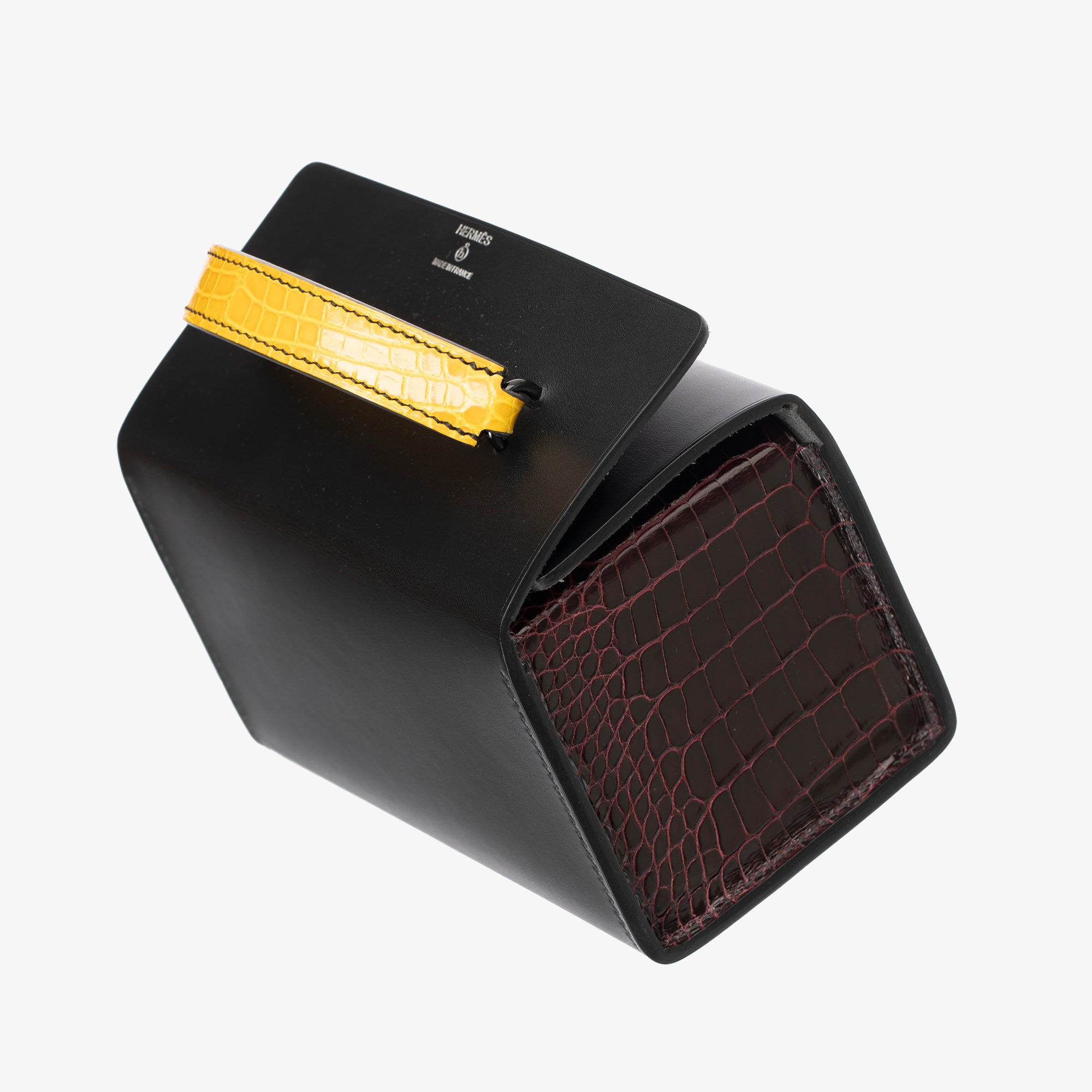 Hermès | Petit H | Limited Edition Handbag Jaune Amber, Bordeaux & Colvert So Black Hardware