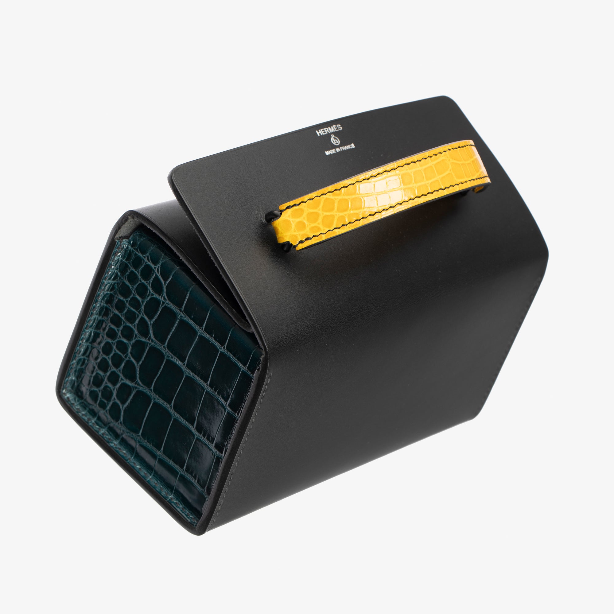 Hermès | Petit H | Limited Edition Handbag Jaune Amber, Bordeaux & Colvert So Black Hardware