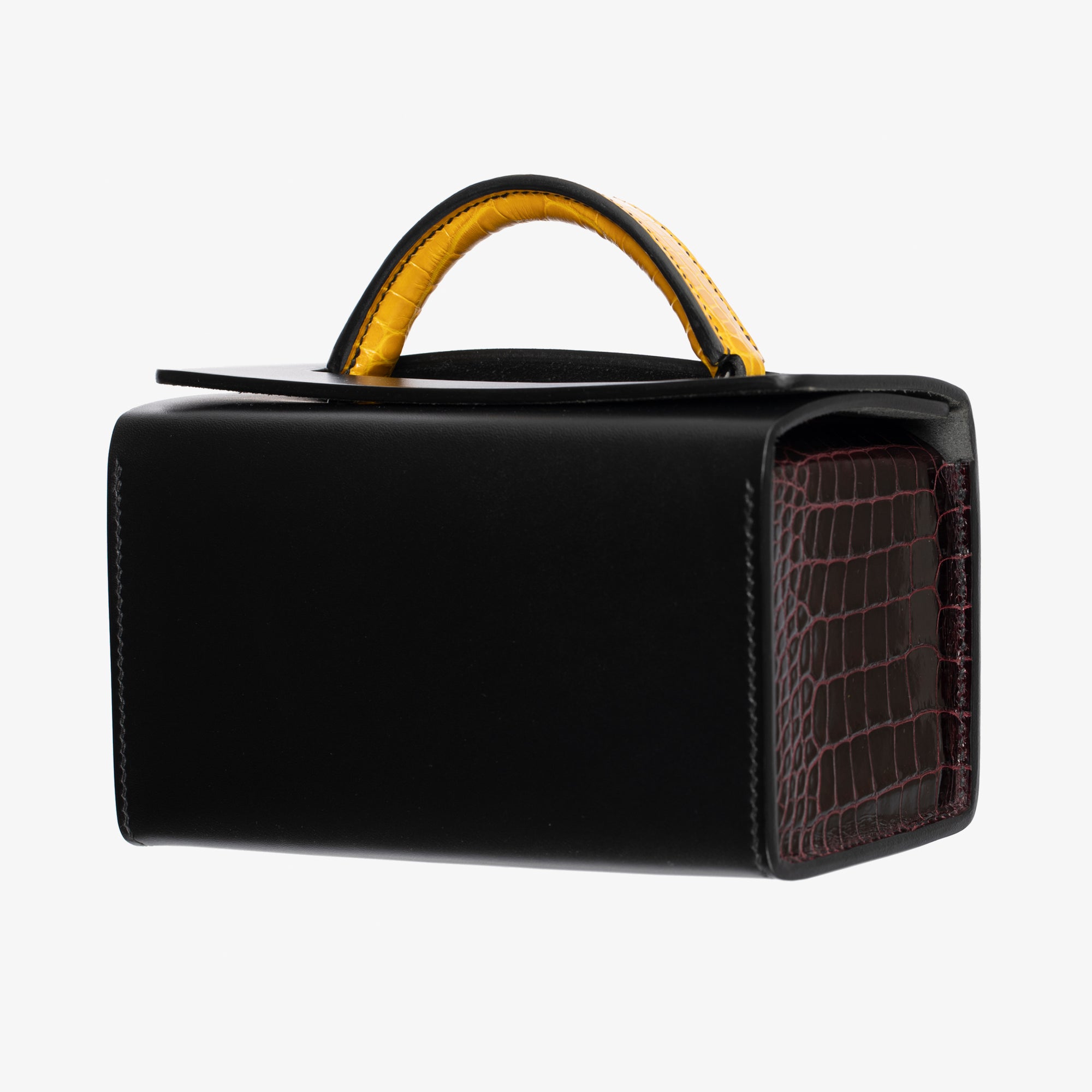 Hermès | Petit H | Limited Edition Handbag Jaune Amber, Bordeaux & Colvert So Black Hardware