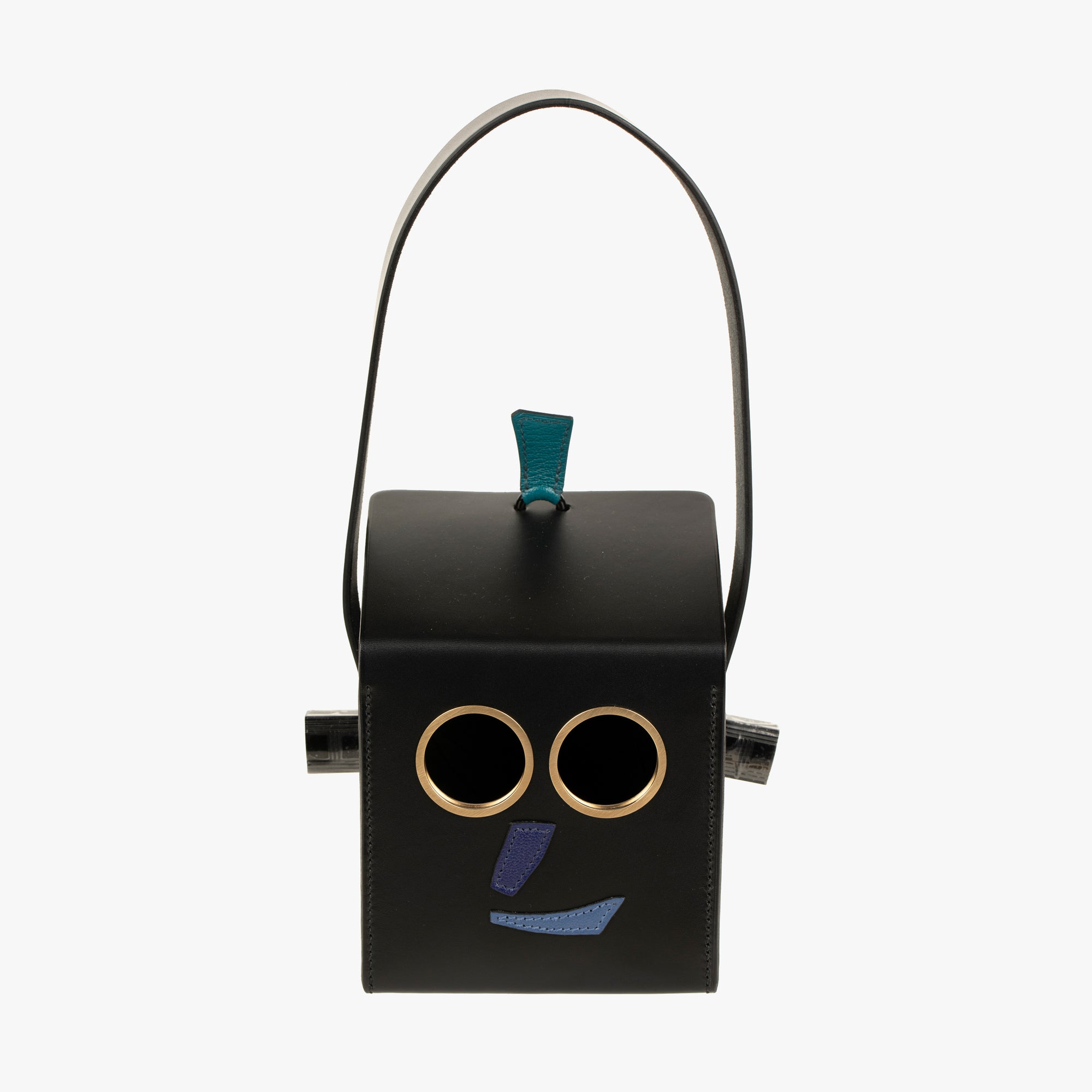 Hermès | Petit H | Limited Edition Robot Handbag Black, Emerald, Electric Blue & Encre So Black Hardware