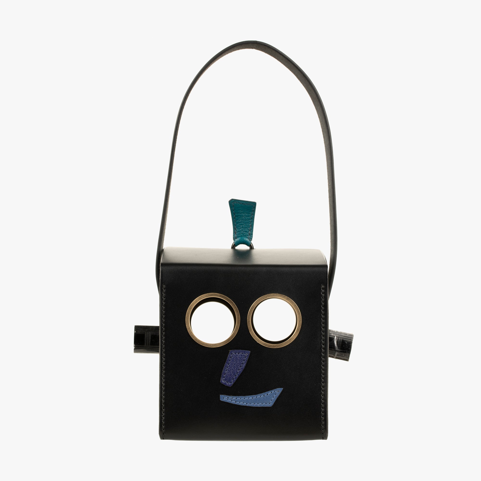Hermès | Petit H | Limited Edition Robot Handbag Black, Emerald, Electric Blue & Encre So Black Hardware