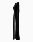 Saint Laurent | Full Length Black Velvet Dress With Rhinestones | Size 36 FR