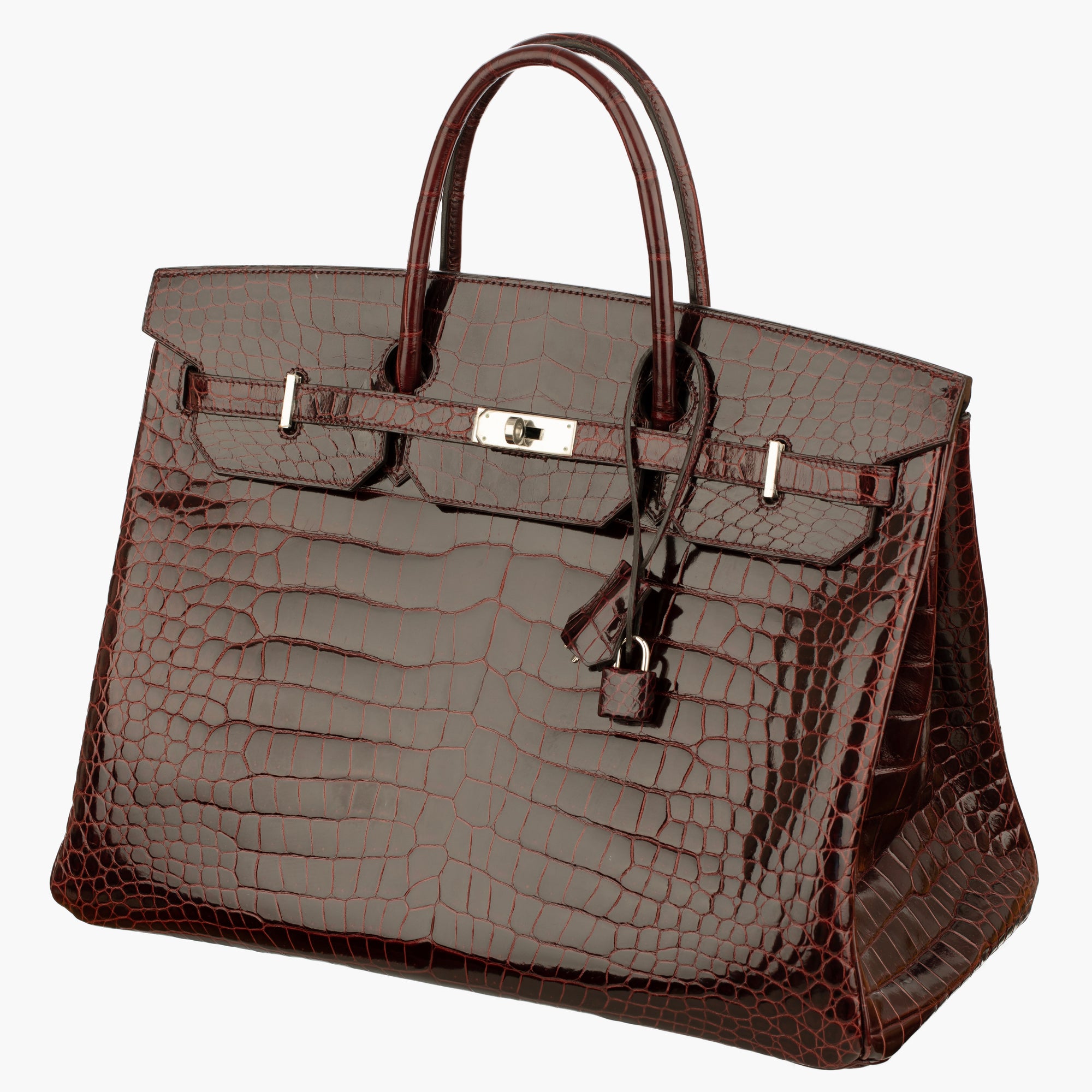 Hermès | Birkin 40cm | Bordeaux Shiny Porous Crocodile Palladium Hardware