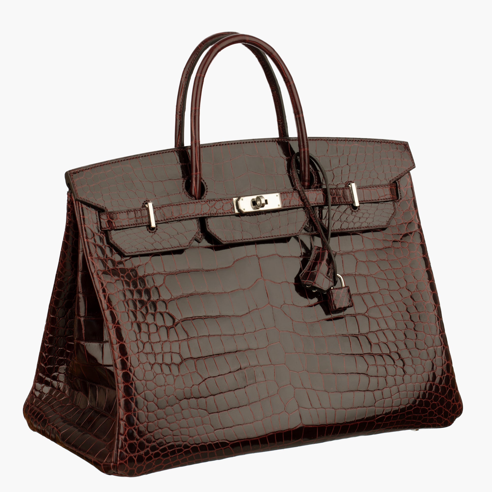 Hermès | Birkin 40cm | Bordeaux Shiny Porous Crocodile Palladium Hardware