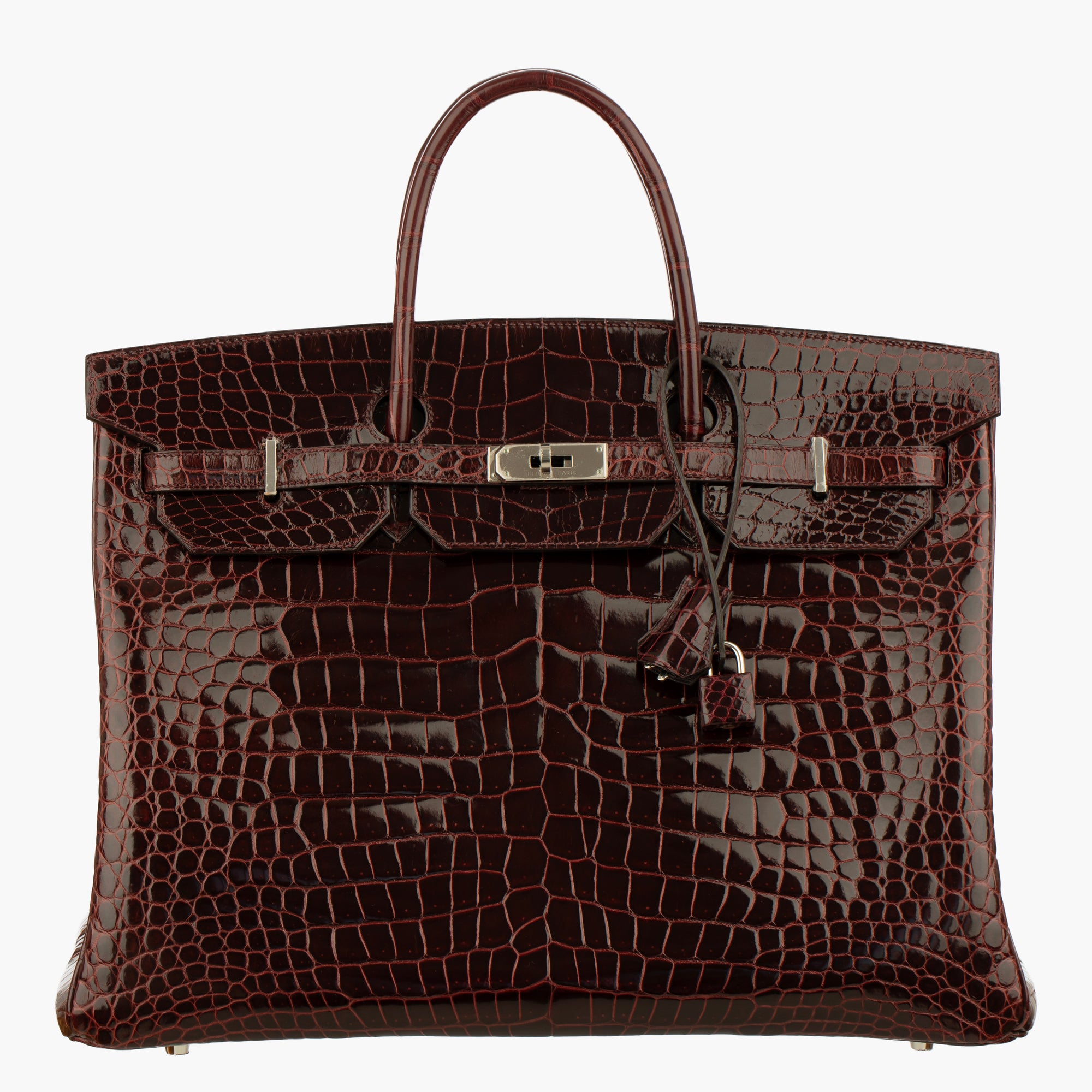 Hermès | Birkin 40cm | Bordeaux Shiny Porous Crocodile Palladium Hardware