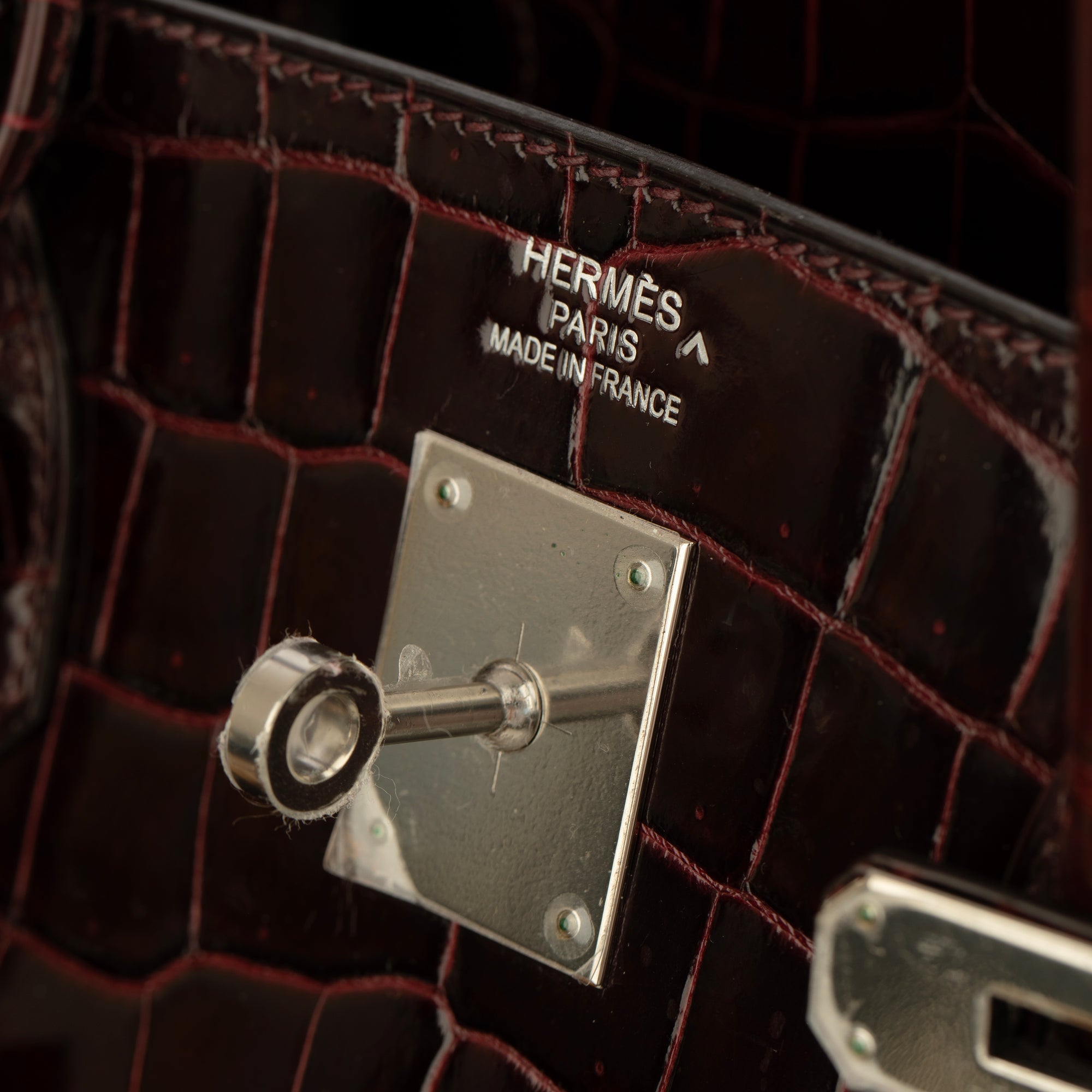 Hermès | Birkin 40cm | Bordeaux Shiny Porous Crocodile Palladium Hardware
