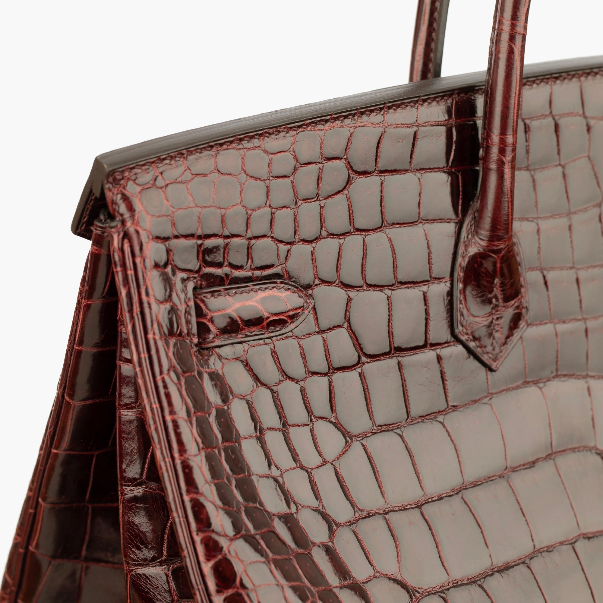 Hermès | Birkin 40cm | Bordeaux Shiny Porous Crocodile Palladium Hardware