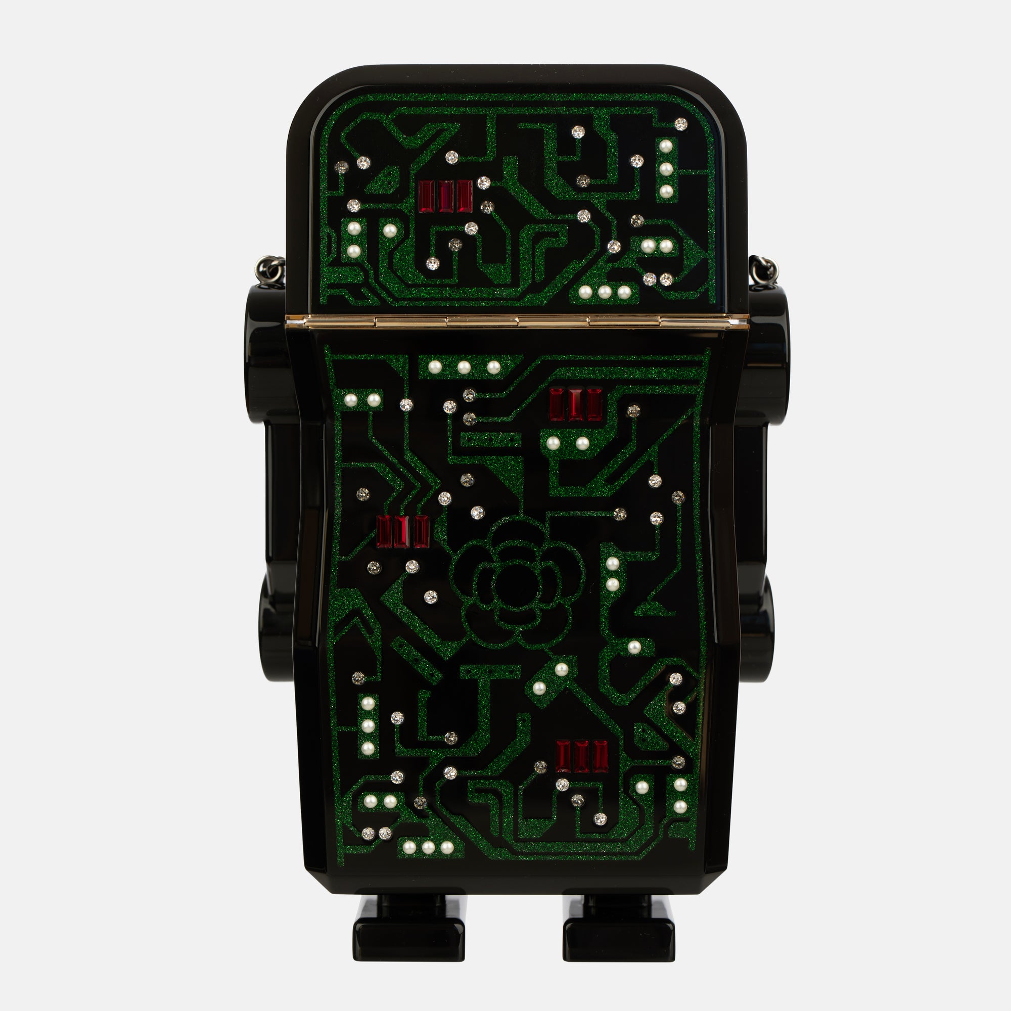 Chanel | Minaudière Limited Edition Green Robot | Silver-Tone Hardware