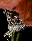 Matthew Ely Jewellery | 18ct White Gold, Tourmaline & Diamond Art Deco Necklace / Brooch