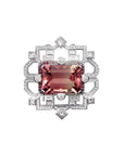 Matthew Ely Jewellery | 18ct White Gold, Tourmaline & Diamond Art Deco Necklace / Brooch