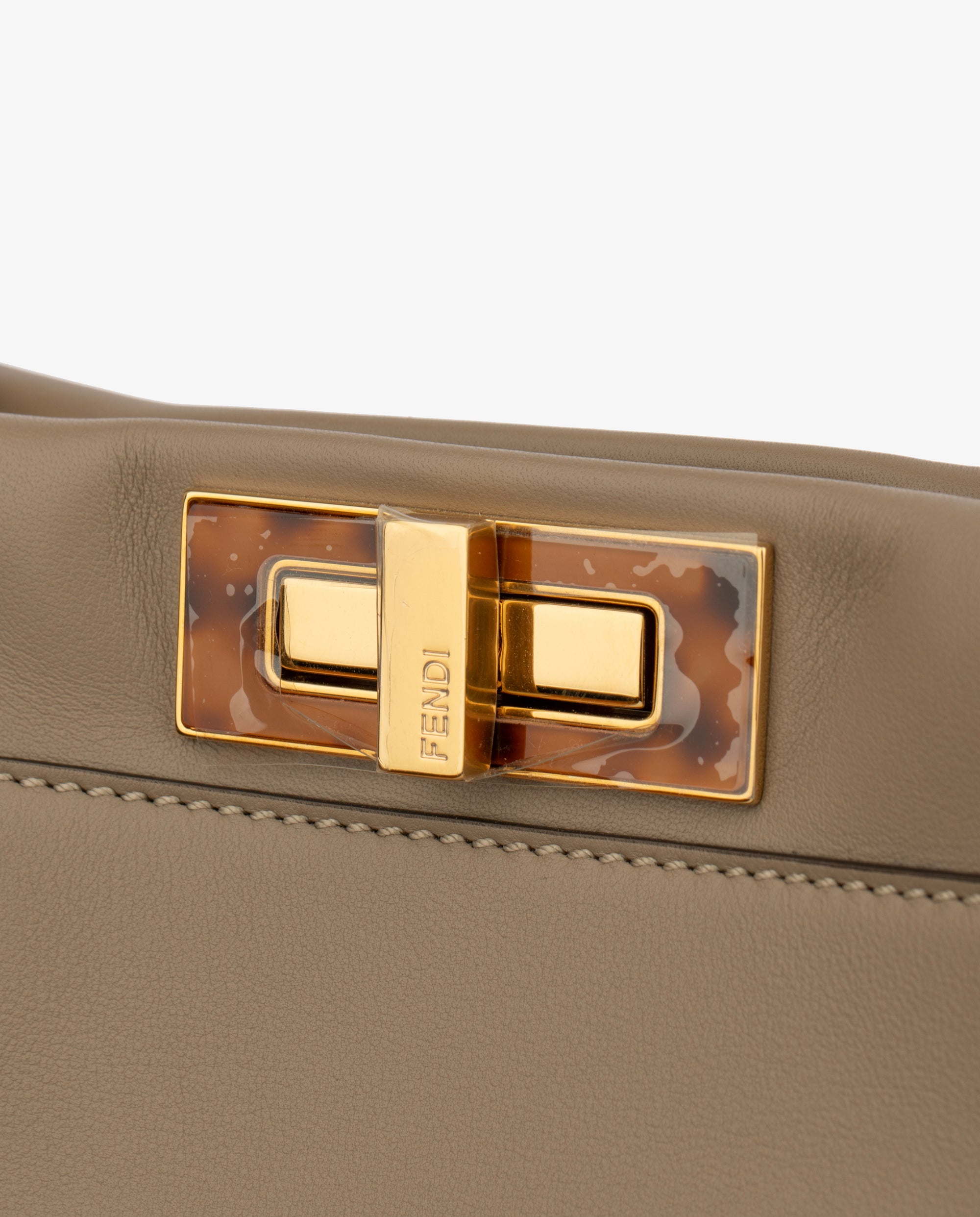 Fendi | Medium Peekaboo | Taupe Leather With Gold Hardware