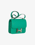 Hermès | Constance 24cm |Vert Verone Ostrich Leather Palladium Hardware