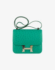 Hermès | Constance 24cm |Vert Verone Ostrich Leather Palladium Hardware