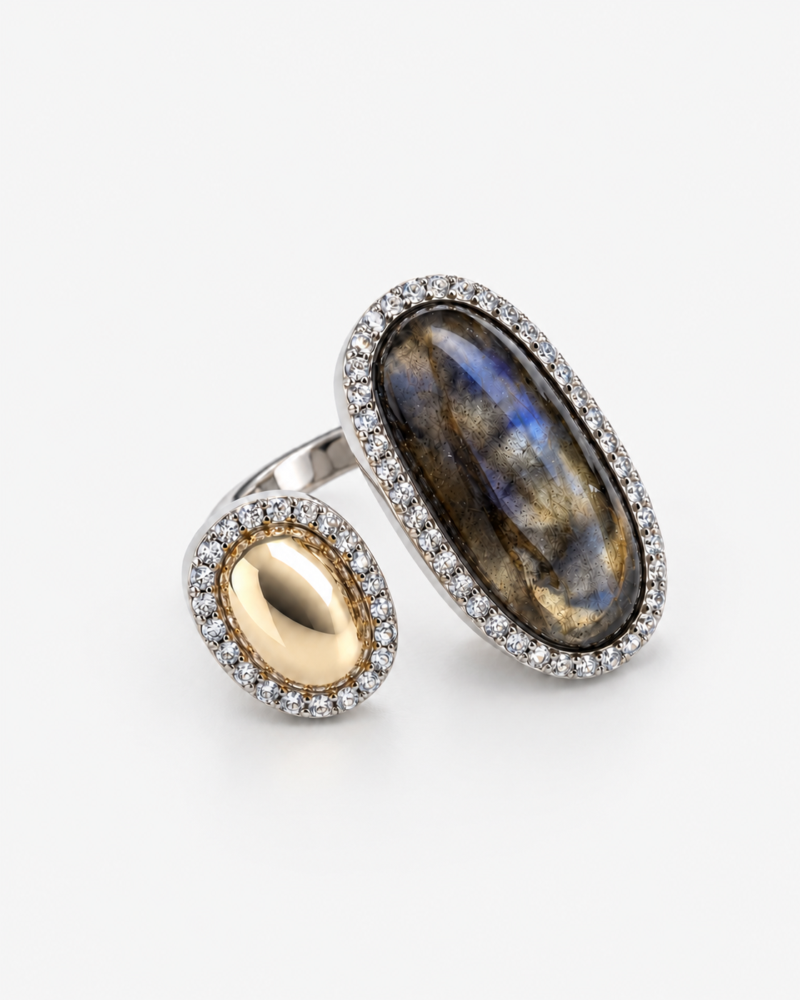 Saavi Jewels labradorite and gold open ring, detail view 3