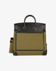 Hermès | Haut A Courroies HAC 40cm Cargo Toile | Black & Vert Militaire Evercalf Leather Palladium Hardware