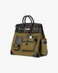 Hermès | Haut A Courroies HAC 40cm Cargo Toile | Black & Vert Militaire Evercalf Leather Palladium Hardware