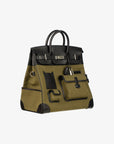 Hermès | Haut A Courroies HAC 40cm Cargo Toile | Black & Vert Militaire Evercalf Leather Palladium Hardware