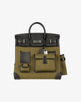 Hermès | Haut A Courroies HAC 40cm Cargo Toile | Black & Vert Militaire Evercalf Leather Palladium Hardware