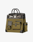 Hermès | Haut A Courroies HAC 40cm Cargo Toile | Black & Vert Militaire Evercalf Leather Palladium Hardware