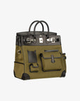 Hermès | Haut A Courroies HAC 40cm Cargo Toile | Black & Vert Militaire Evercalf Leather Palladium Hardware